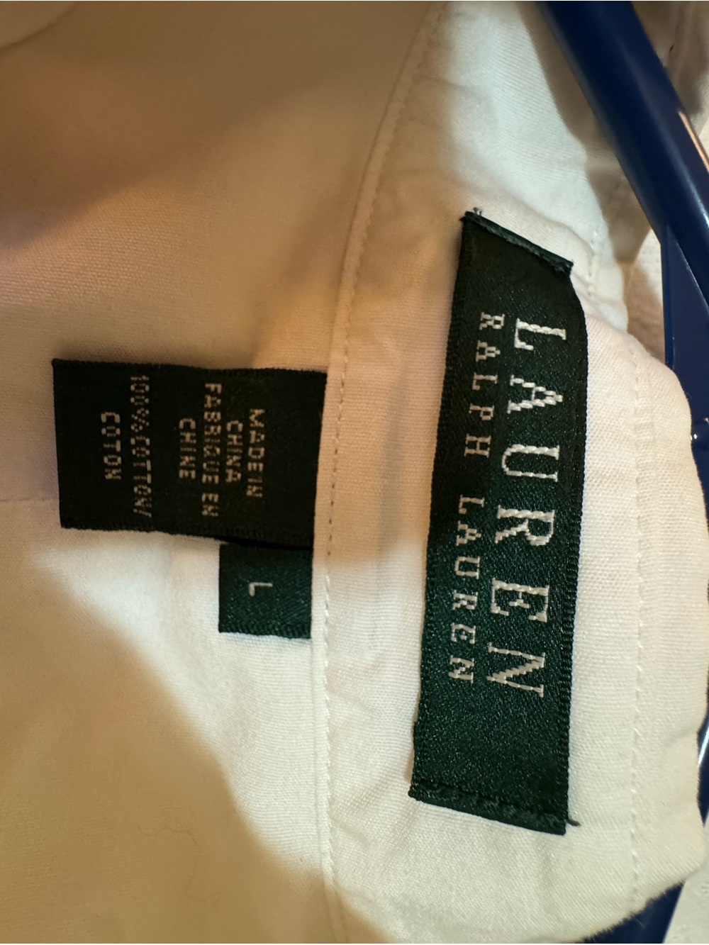 Lauren Ralph Lauren White 100% Cotton Button Down Shirt Size L - Picture 2 of 4